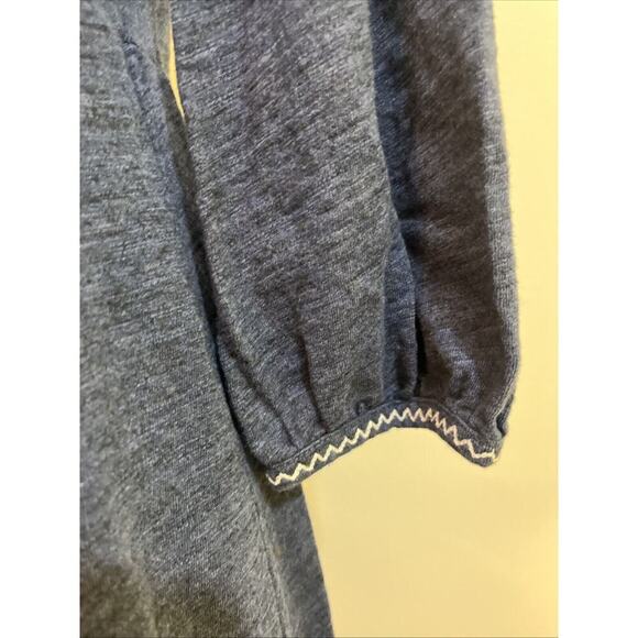 Boden Dress Size 4 Blue Cotton Pockets Pom Pom Accent Long Sleeve - Picture 4 of 11